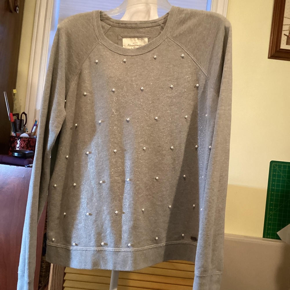 Abercrombie and Fitch Pearl and Silver Sparkle Top Size L